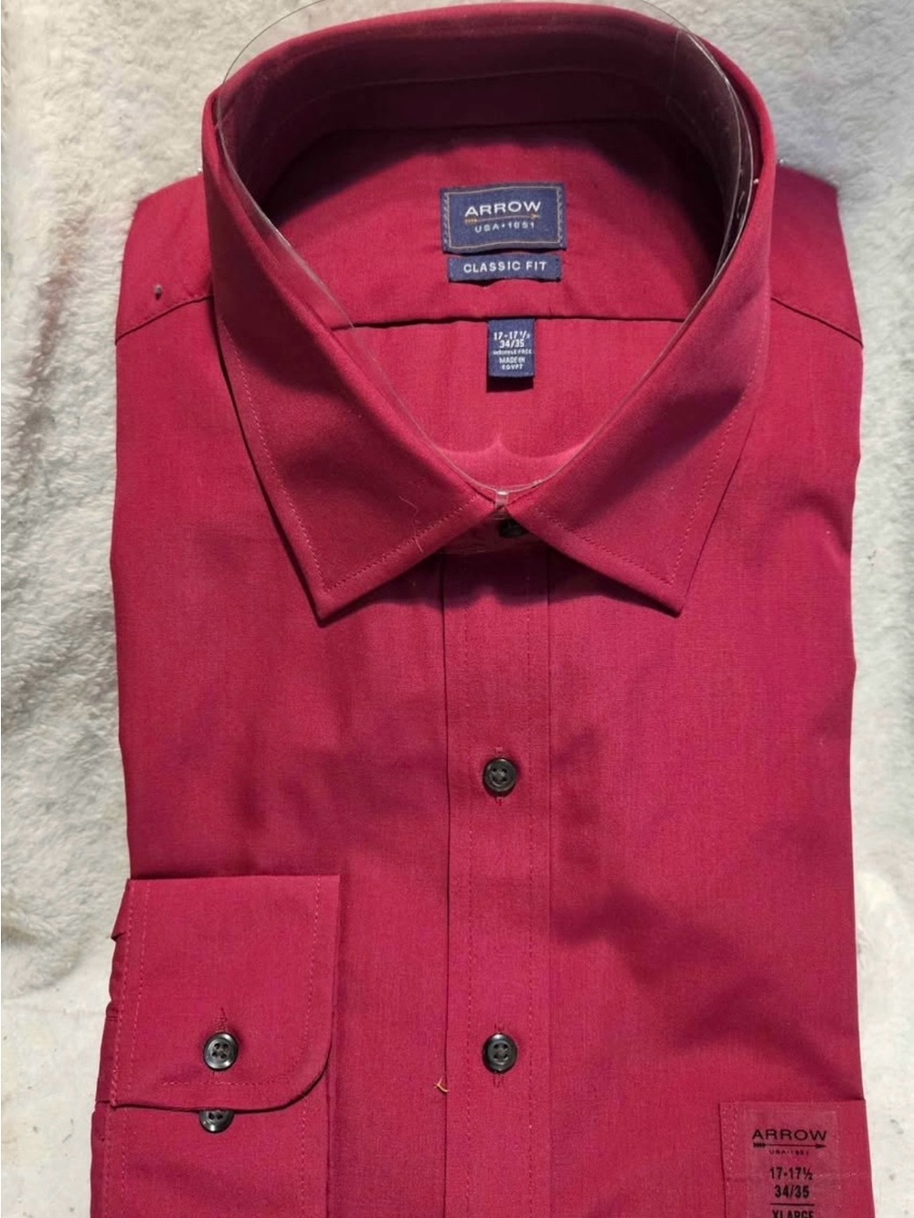 Arrow Men's Classic Fit Dress Shirt - Deep Red